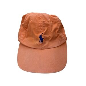 VTG Polo Ralph Lauren baseball hat cap orange embroidered pony logo adjustable